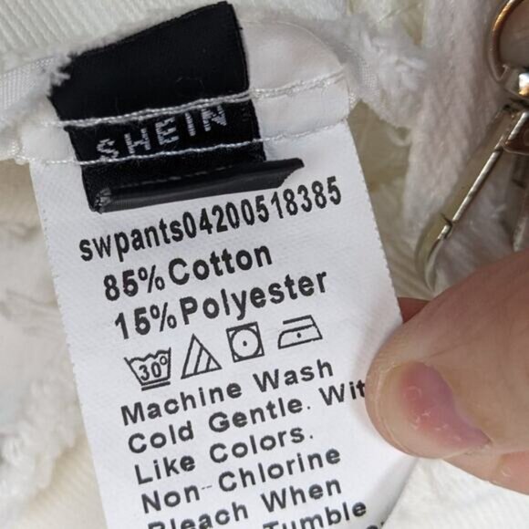 SHEIN White Waist Cut-out Silver Chain Jeans - Picture 8 of 10